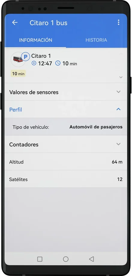 App: información de la unidad