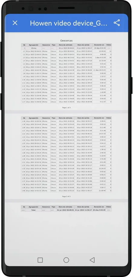 App: reporte generado